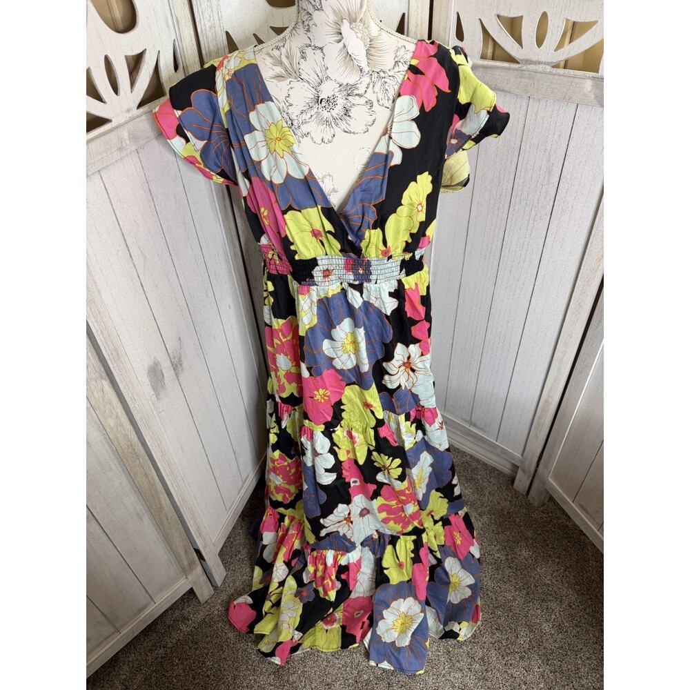 ModCloth Colorful Honolulu Floral Vamped Up Vagabond Maxi Dress Size Large